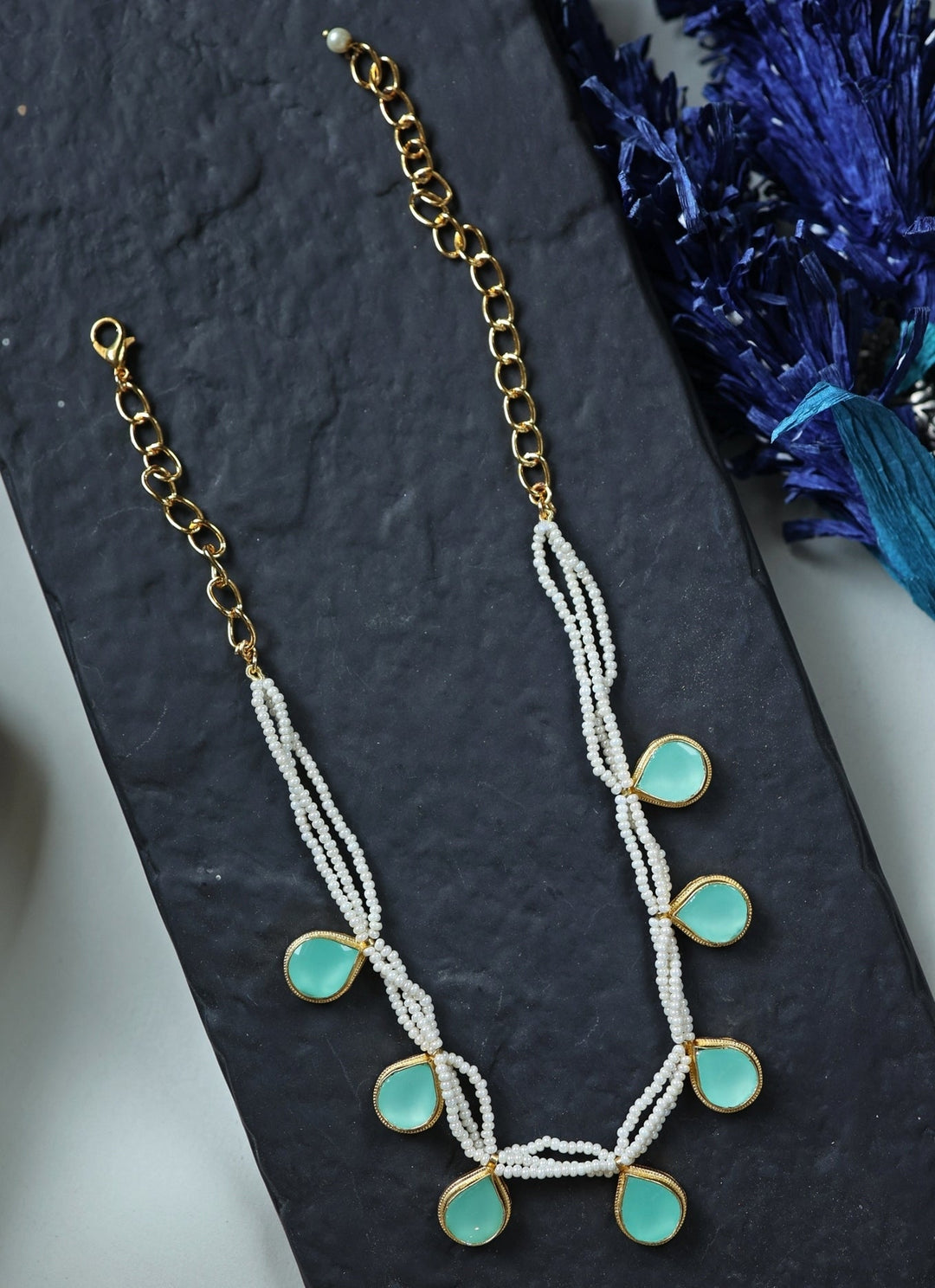 Do Taara Mint Green Kundan And Pearls NecklaceFabilicious Fashion