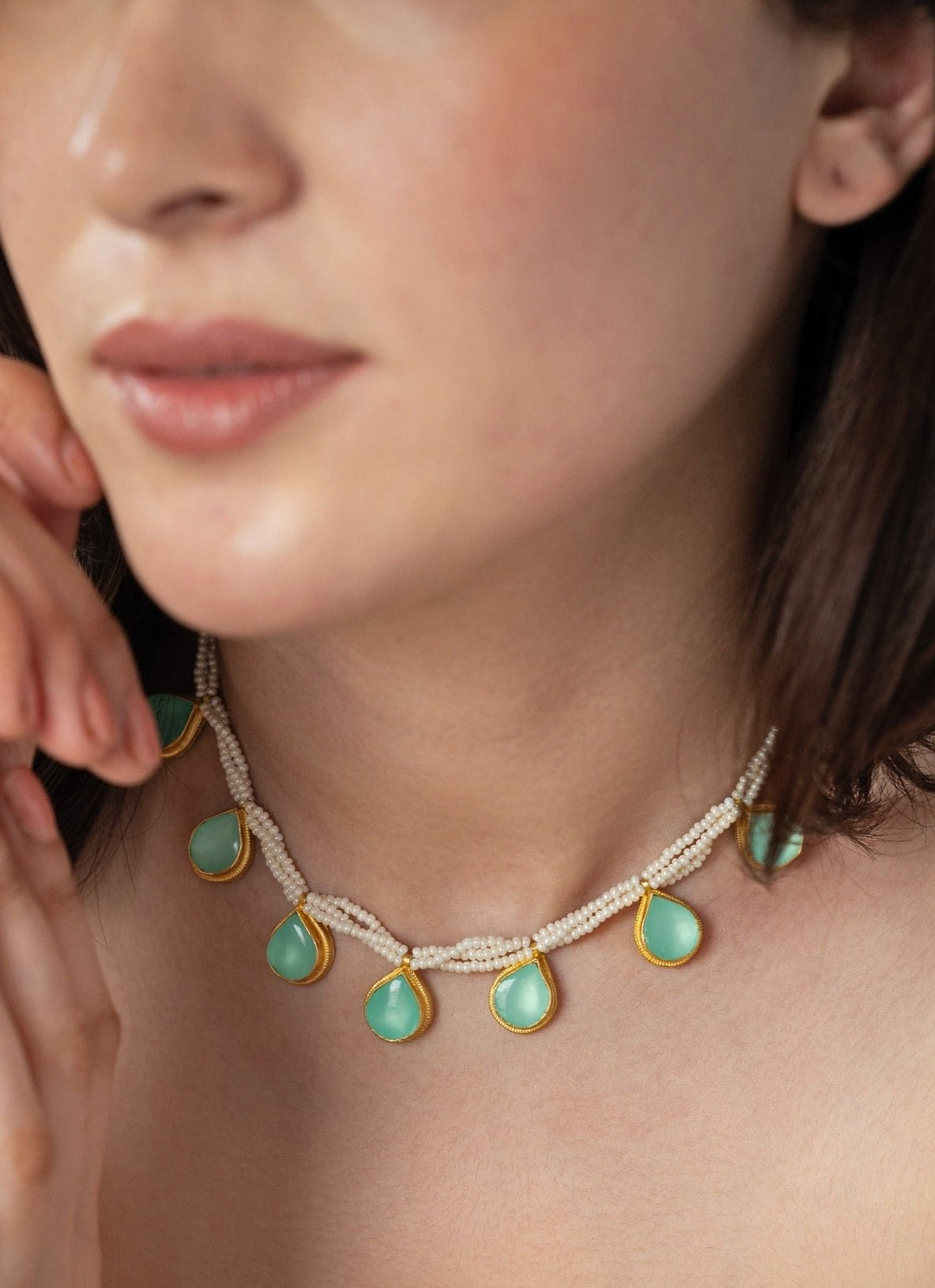 Do Taara Mint Green Kundan And Pearls NecklaceFabilicious Fashion