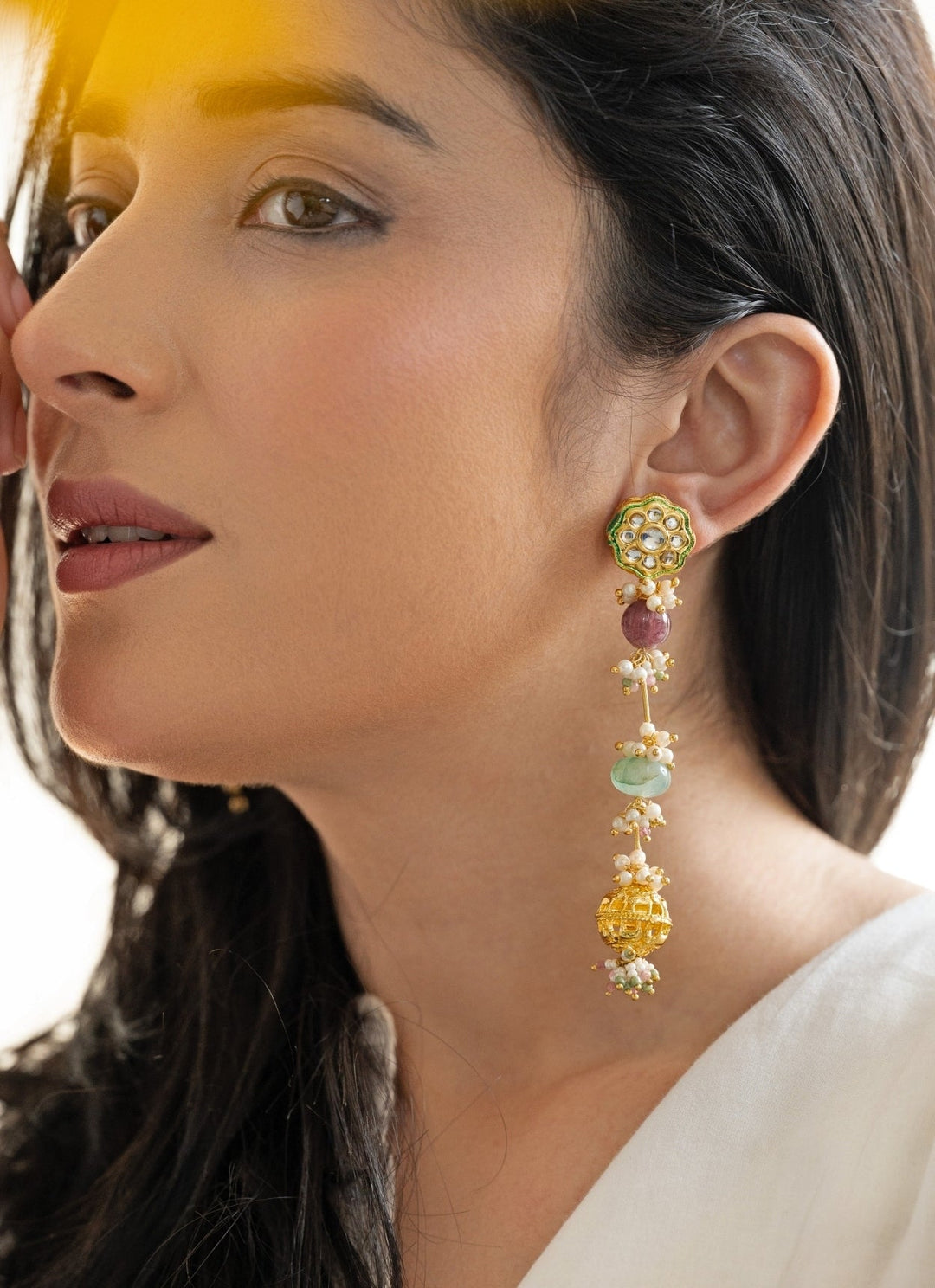 Do Taara Mint Green Kundan EarringsFabilicious Fashion