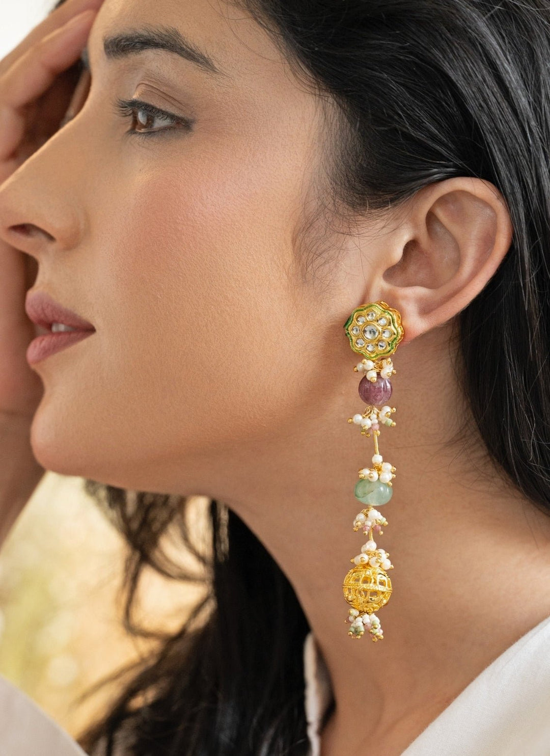 Do Taara Mint Green Kundan EarringsFabilicious Fashion