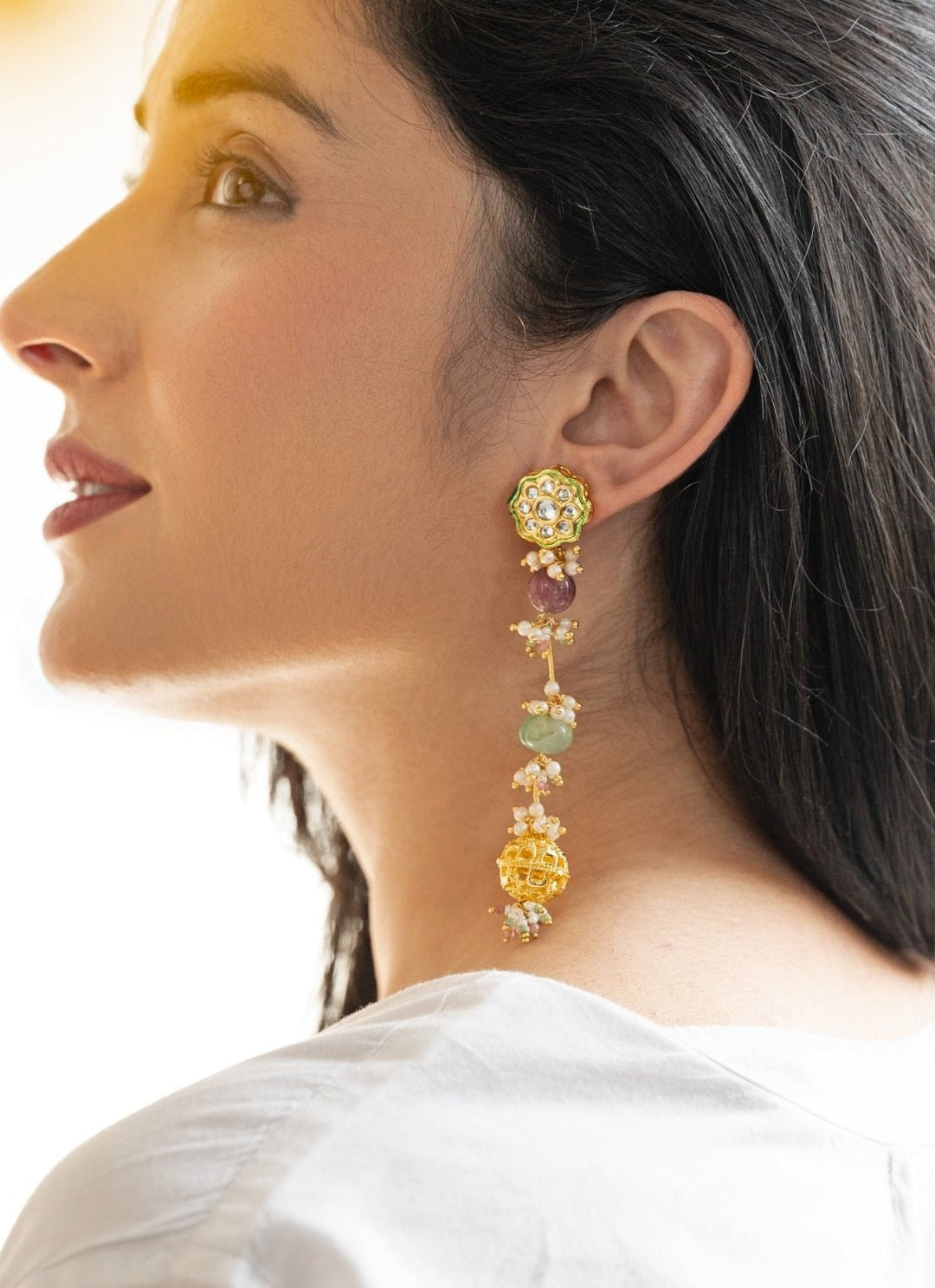 Do Taara Mint Green Kundan EarringsFabilicious Fashion