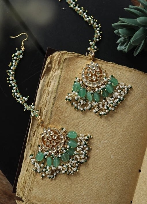 Do Taara Mint Green Kundan EarringsFabilicious Fashion