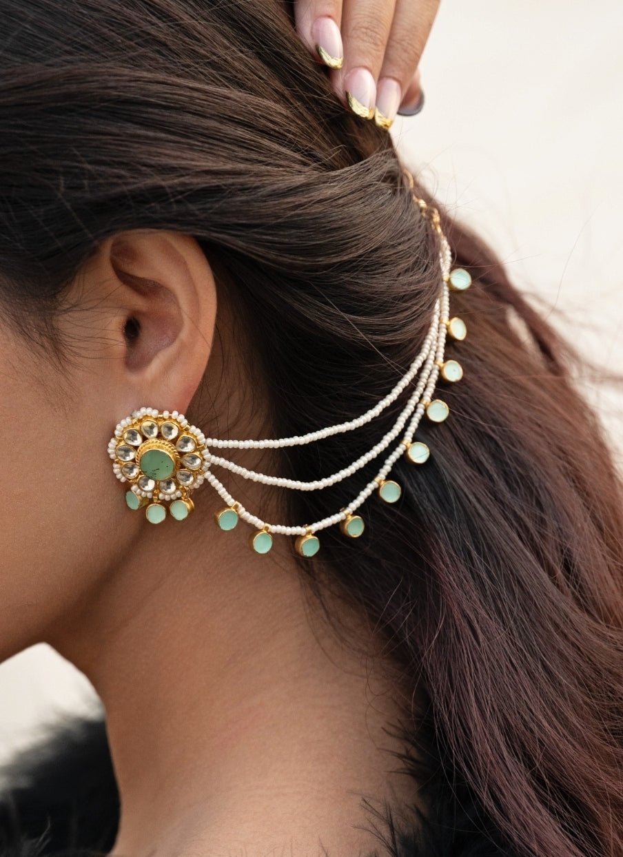 Do Taara Mint Green Kundan EarringsFabilicious Fashion
