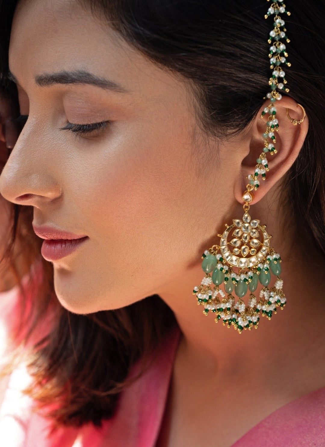 Do Taara Mint Green Kundan EarringsFabilicious Fashion