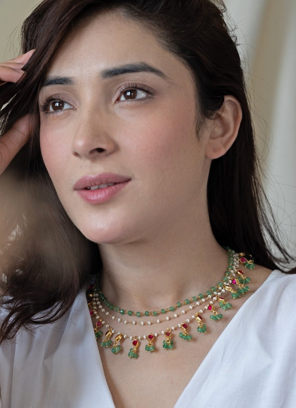 Do Taara Mint Green Kundan Layered NecklaceFabilicious Fashion