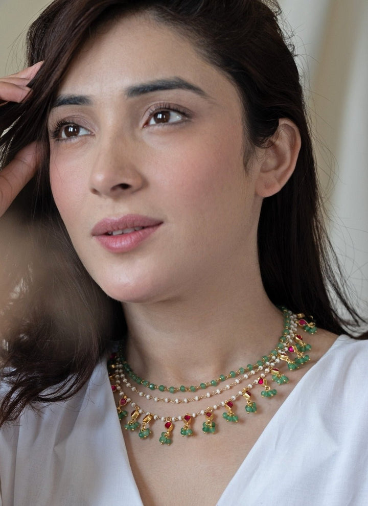 Do Taara Mint Green Kundan Layered NecklaceFabilicious Fashion