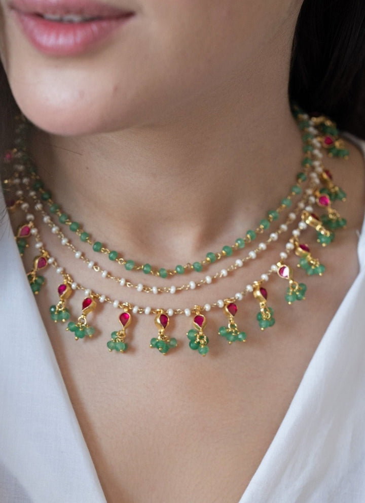 Do Taara Mint Green Kundan Layered NecklaceFabilicious Fashion