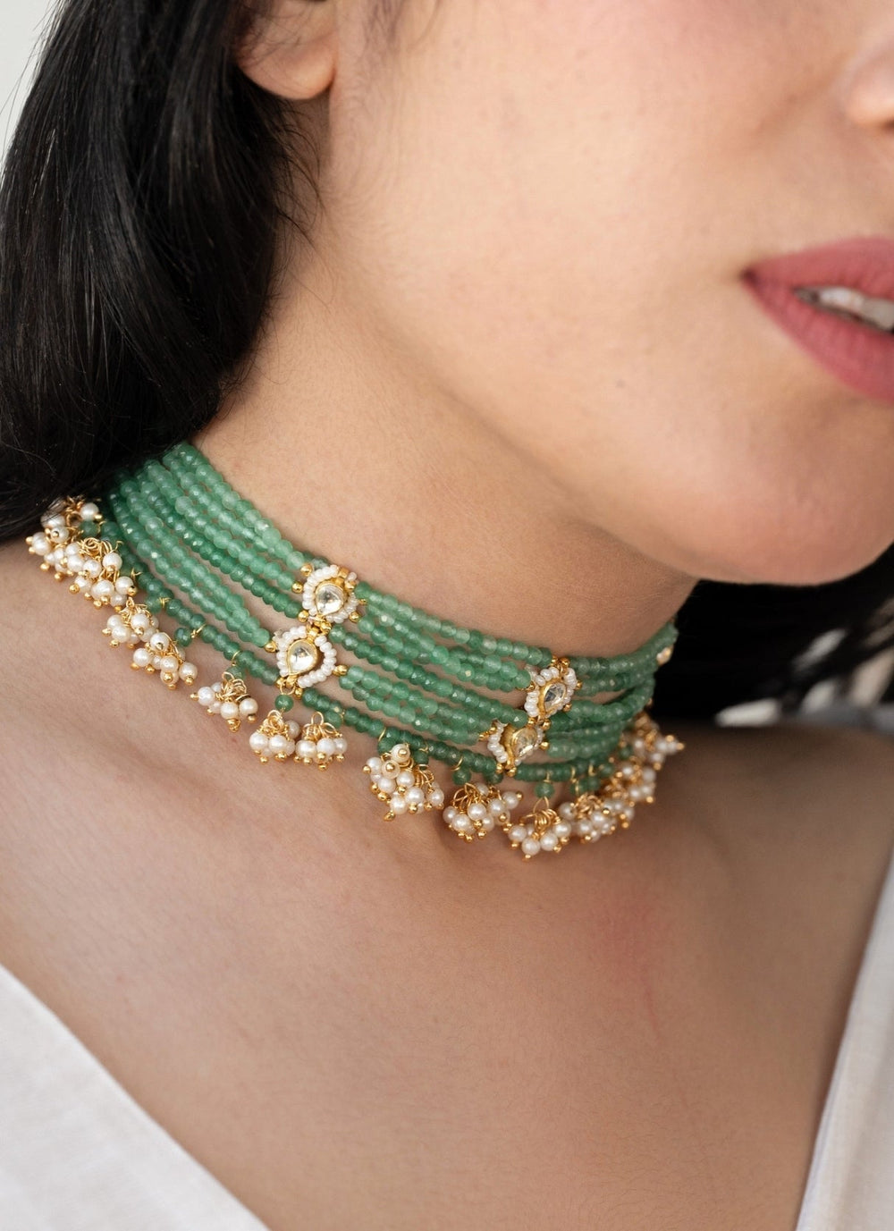 Do Taara Mint Green Kundan NecklaceFabilicious Fashion