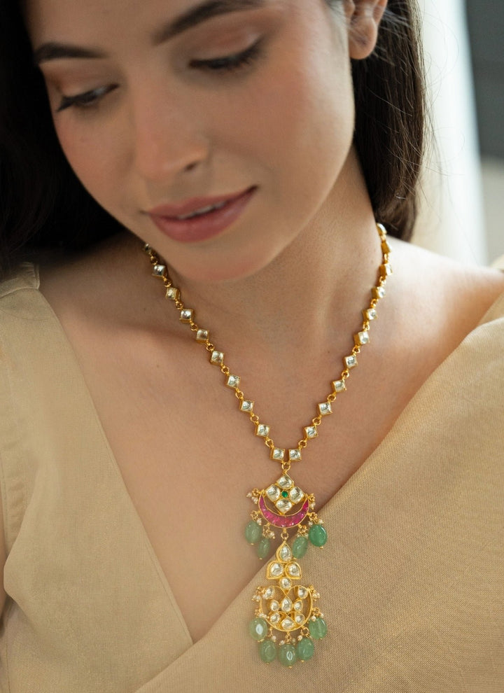 Do Taara Mint Green Kundan NecklaceFabilicious Fashion