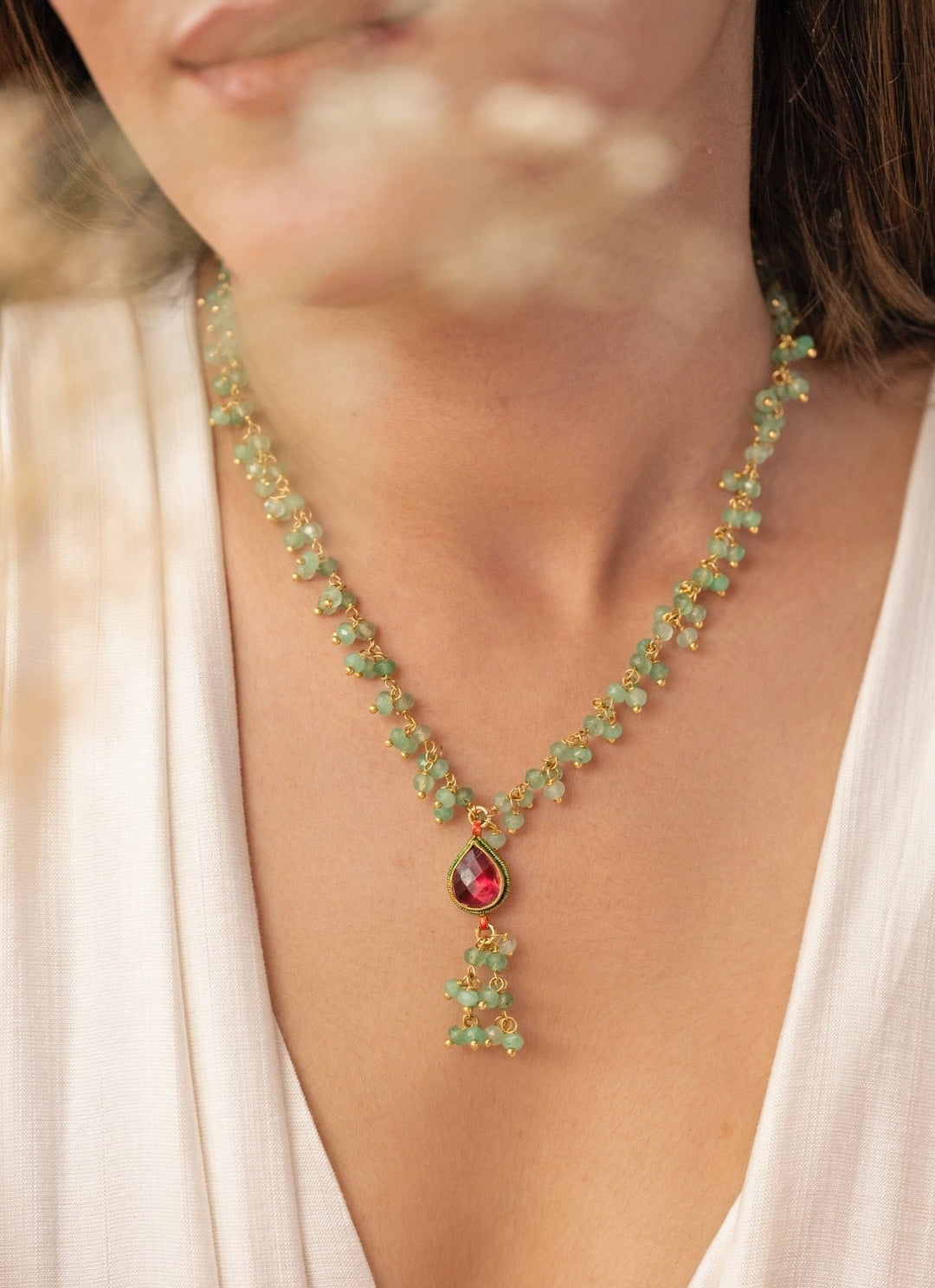 Do Taara Mint Green Kundan NecklaceFabilicious Fashion