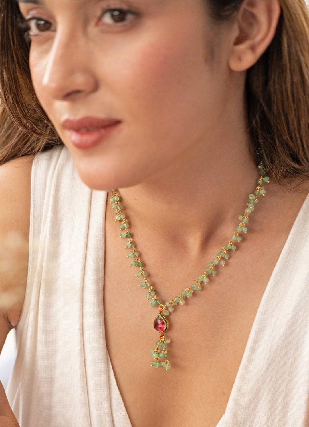 Do Taara Mint Green Kundan NecklaceFabilicious Fashion