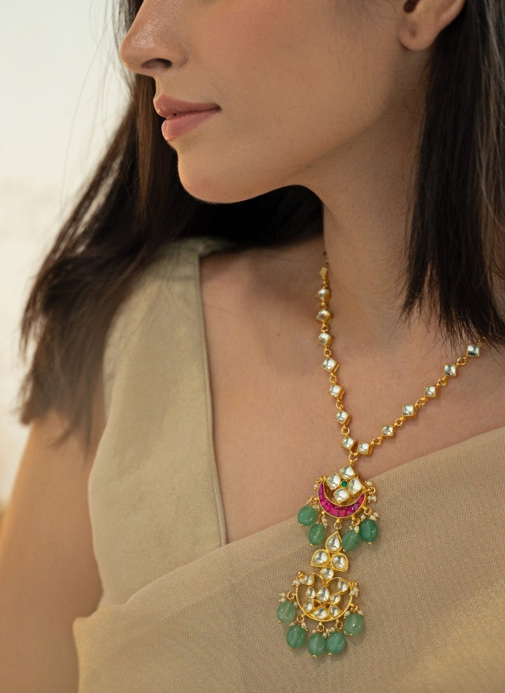 Do Taara Mint Green Kundan NecklaceFabilicious Fashion