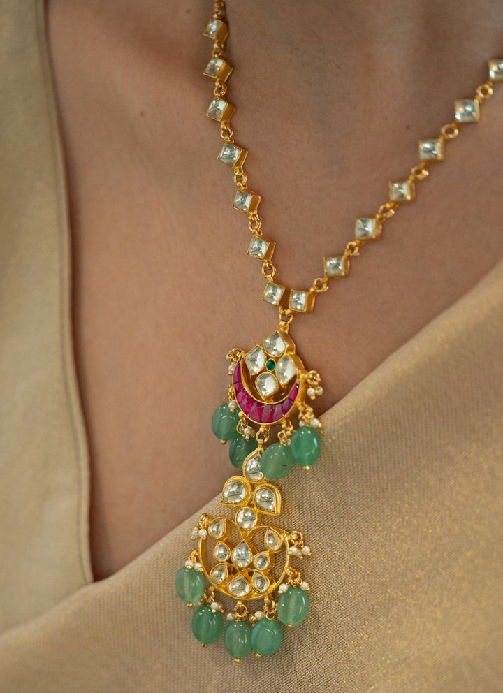 Do Taara Mint Green Kundan NecklaceFabilicious Fashion