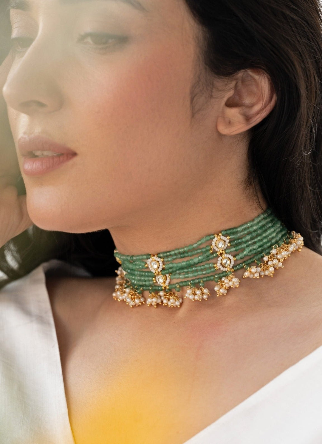 Do Taara Mint Green Kundan NecklaceFabilicious Fashion