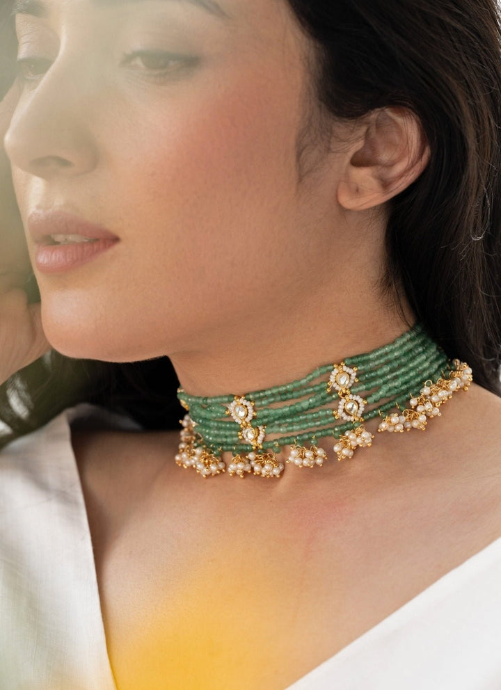 Do Taara Mint Green Kundan NecklaceFabilicious Fashion