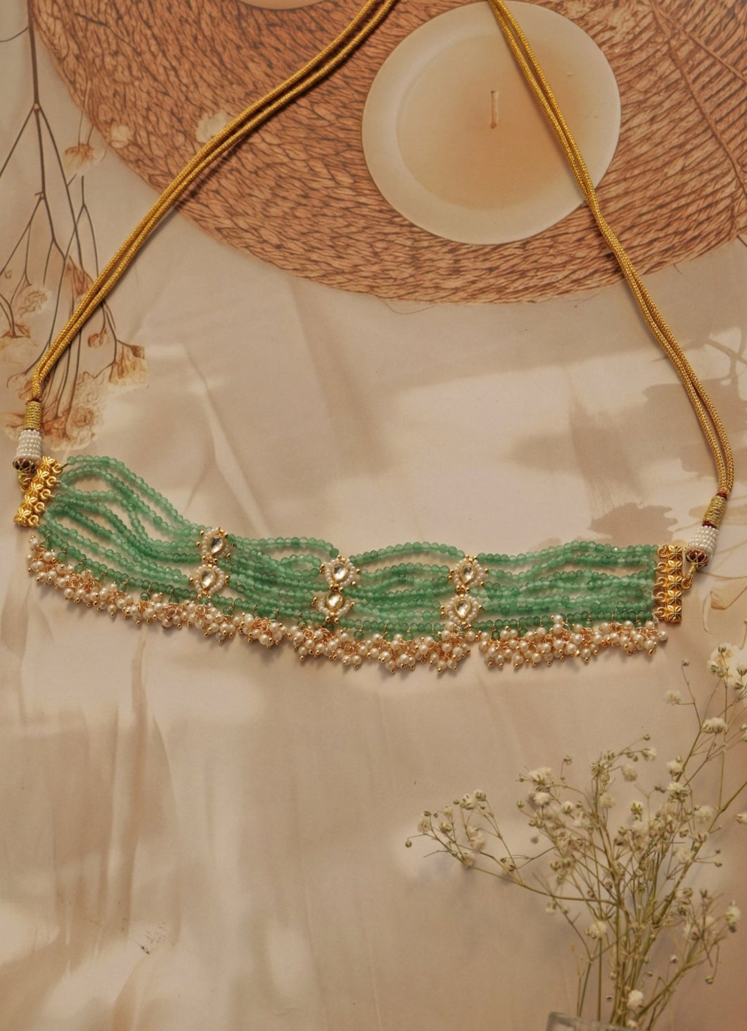 Do Taara Mint Green Kundan NecklaceFabilicious Fashion