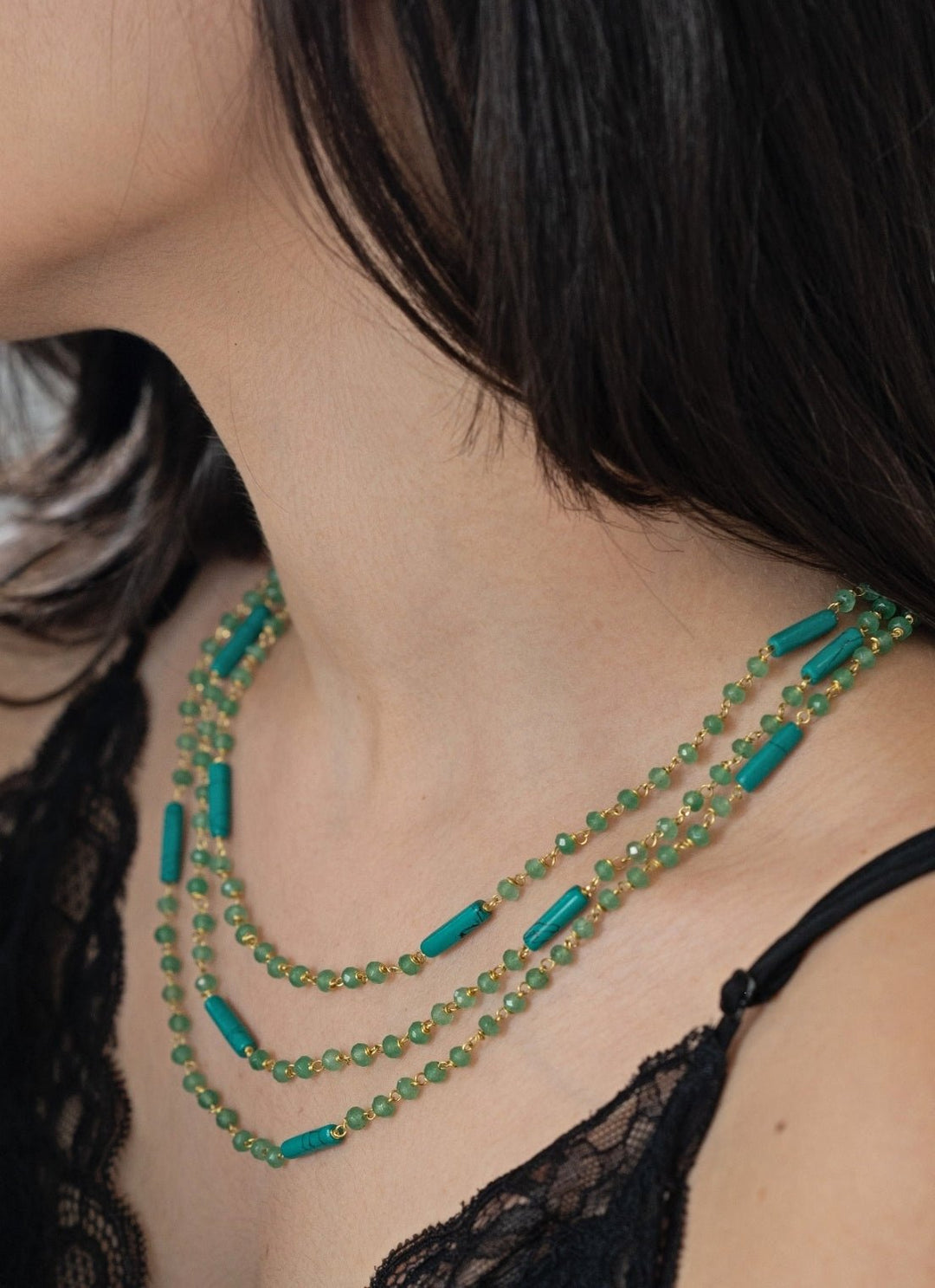 Do Taara Mint Green Layered NecklaceFabilicious Fashion
