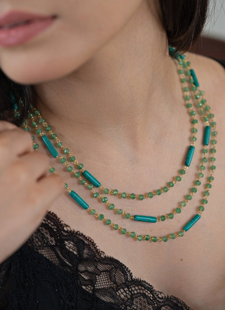 Do Taara Mint Green Layered NecklaceFabilicious Fashion