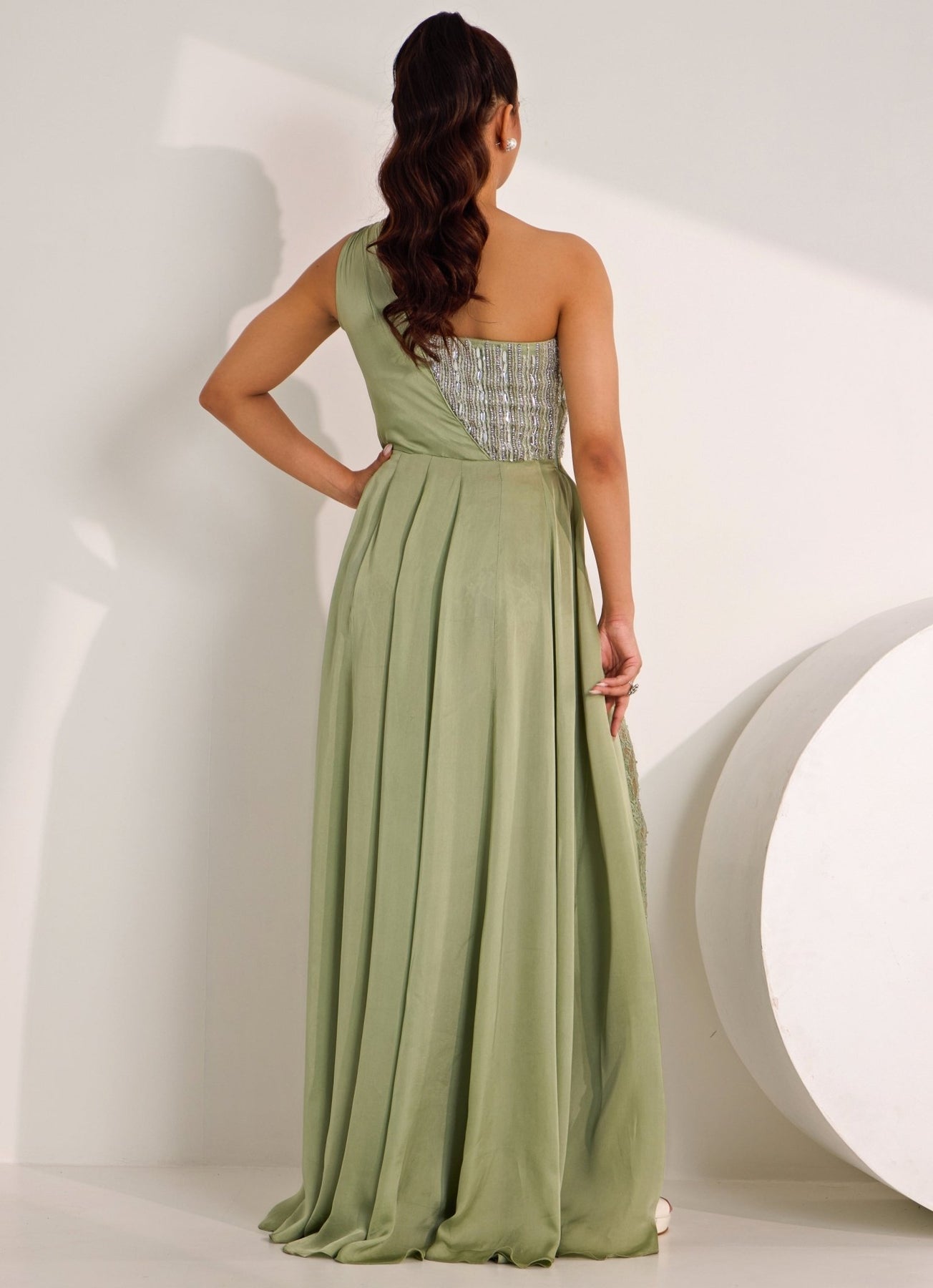 Mint green embellished dress sale