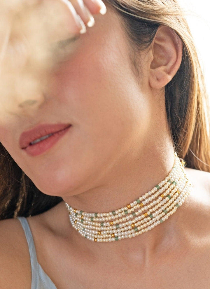 Do Taara Mint Green Pearl Choker NecklaceFabilicious Fashion
