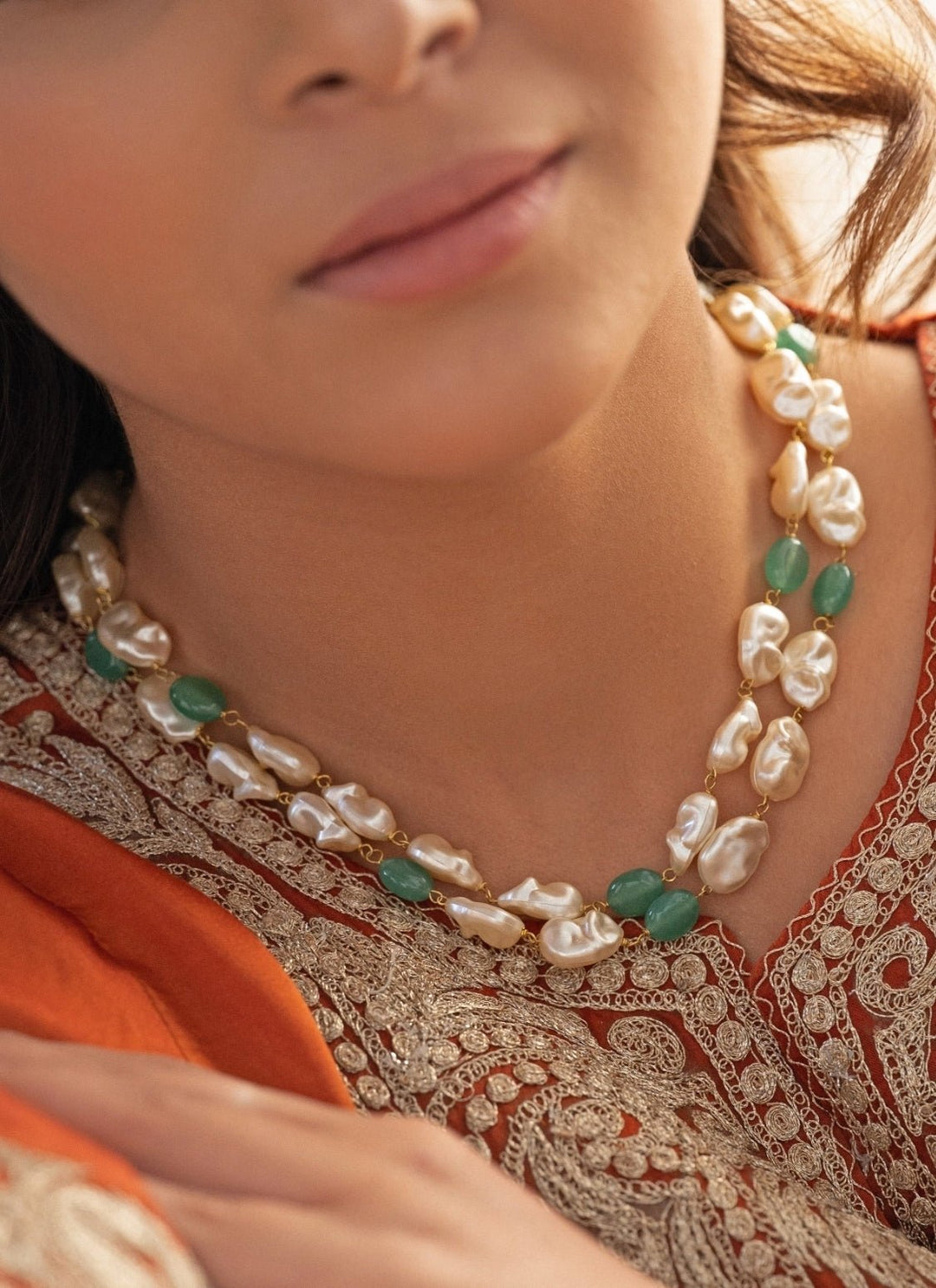 Do Taara Mint Green Pearl NecklaceFabilicious Fashion