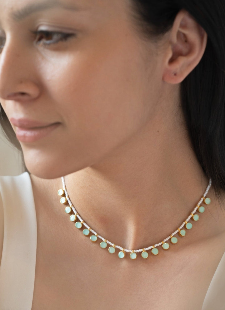 Do Taara Mint Green Pearl NecklaceFabilicious Fashion