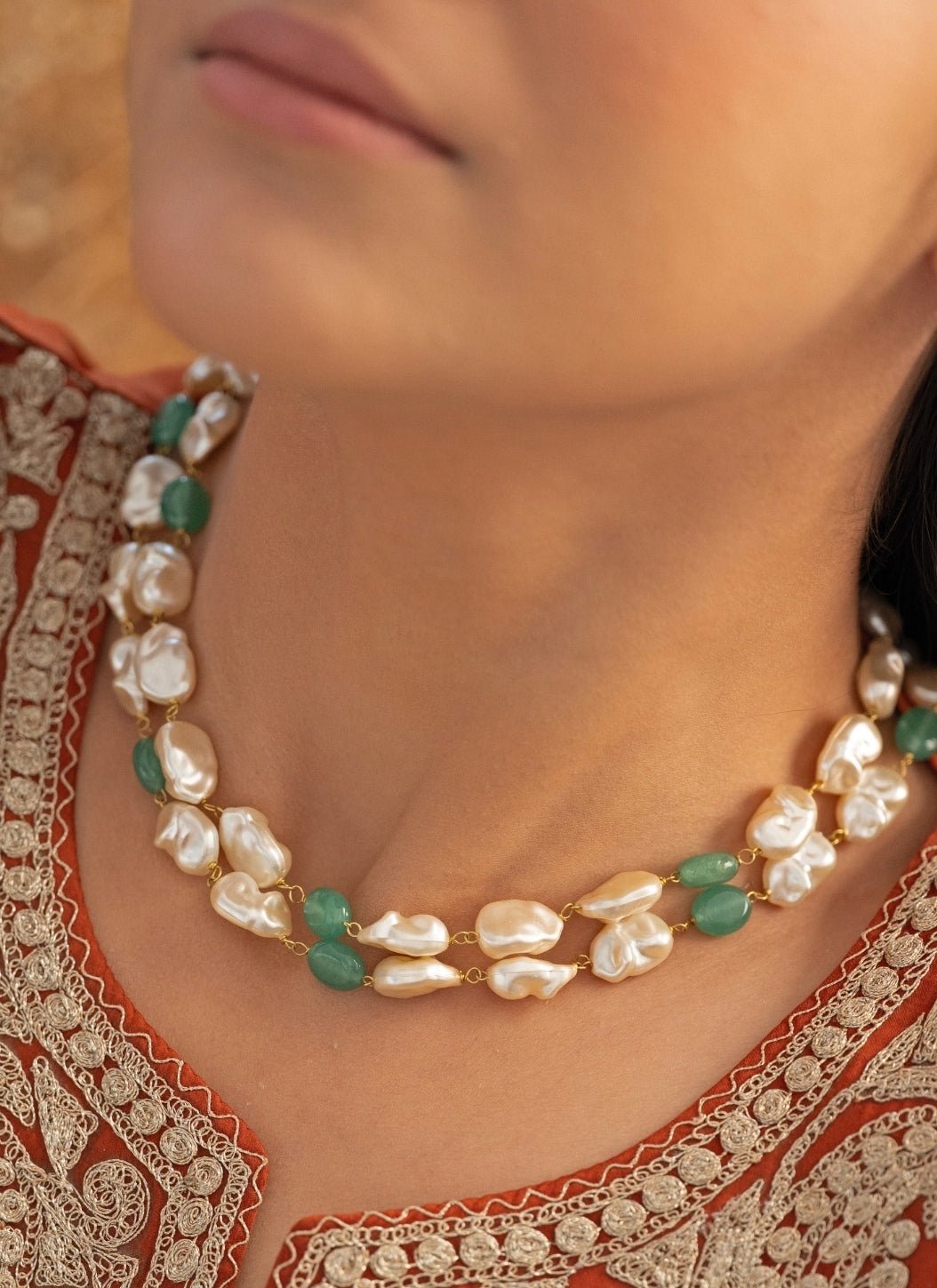 Do Taara Mint Green Pearl NecklaceFabilicious Fashion