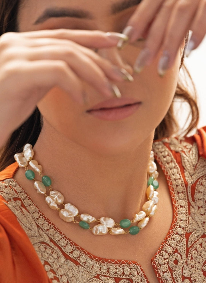 Do Taara Mint Green Pearl NecklaceFabilicious Fashion