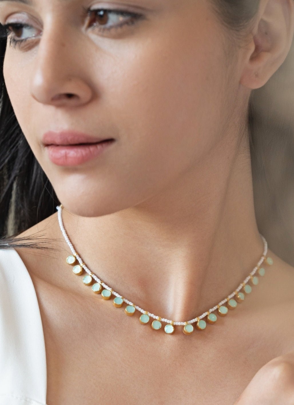 Do Taara Mint Green Pearl NecklaceFabilicious Fashion