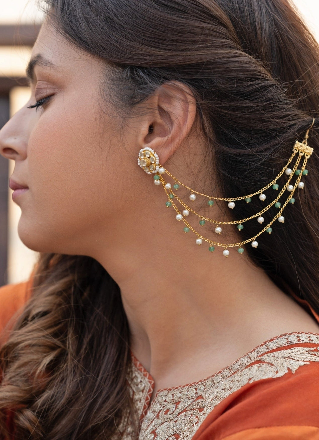 Do Taara Mint Green Pearls Kaan ChainFabilicious Fashion