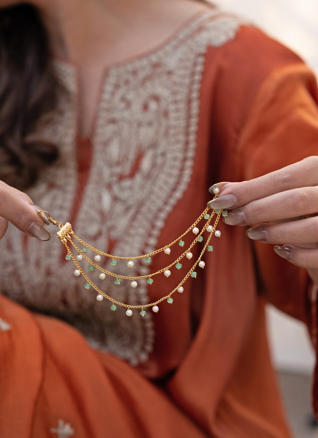 Do Taara Mint Green Pearls Kaan ChainFabilicious Fashion