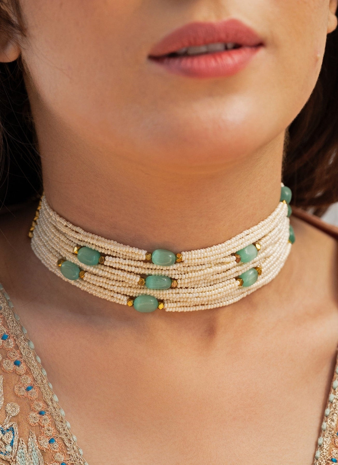 Do Taara Mint Green Pearls NecklaceFabilicious Fashion