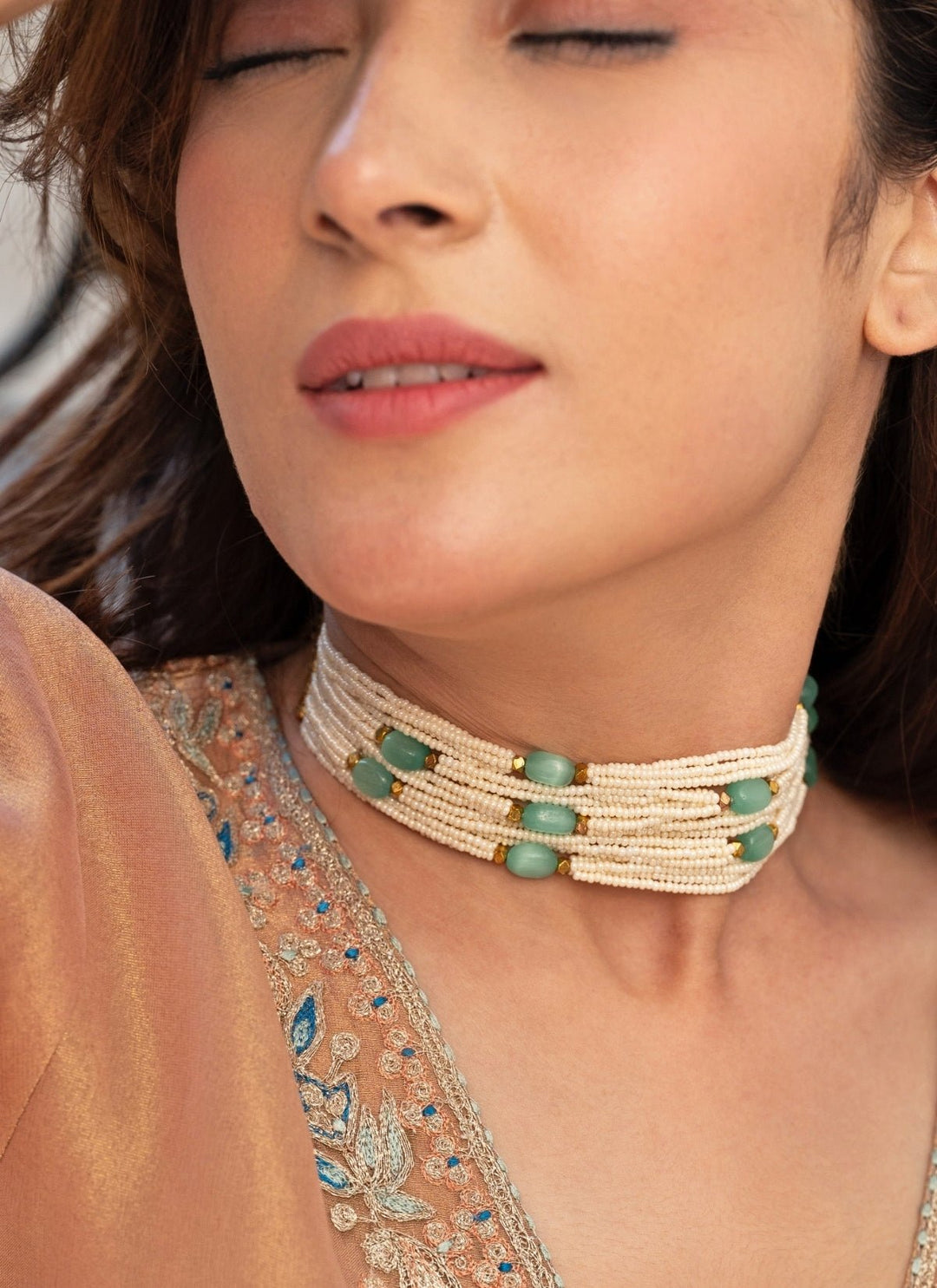 Do Taara Mint Green Pearls NecklaceFabilicious Fashion
