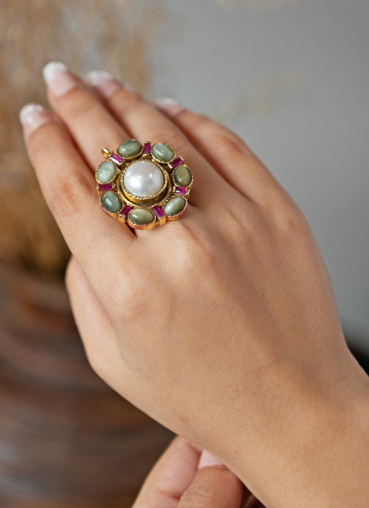 Do Taara Mint Green Pearls RingFabilicious Fashion