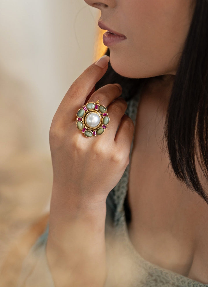 Do Taara Mint Green Pearls RingFabilicious Fashion