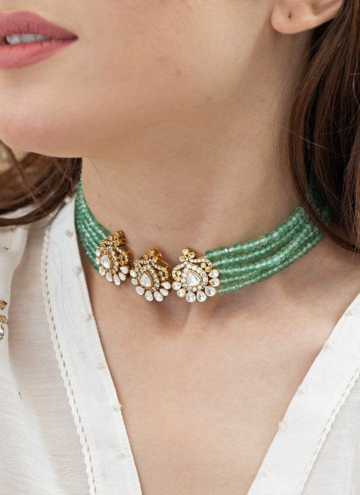 Do Taara Mint Green Polki Choker NecklaceFabilicious Fashion