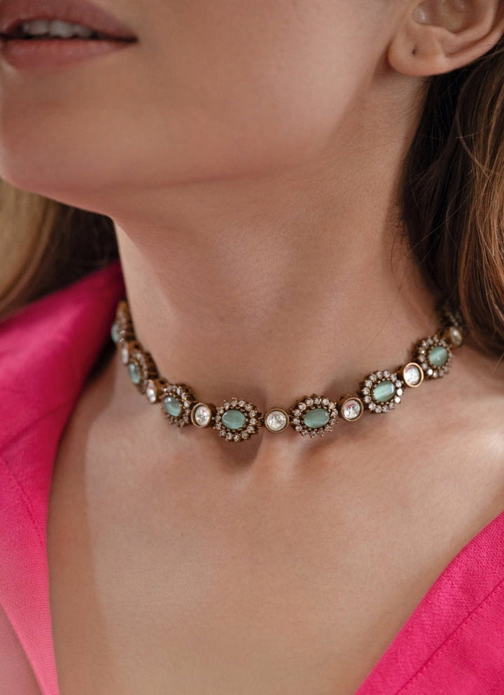 Do Taara Mint Green Polki Choker NecklaceFabilicious Fashion