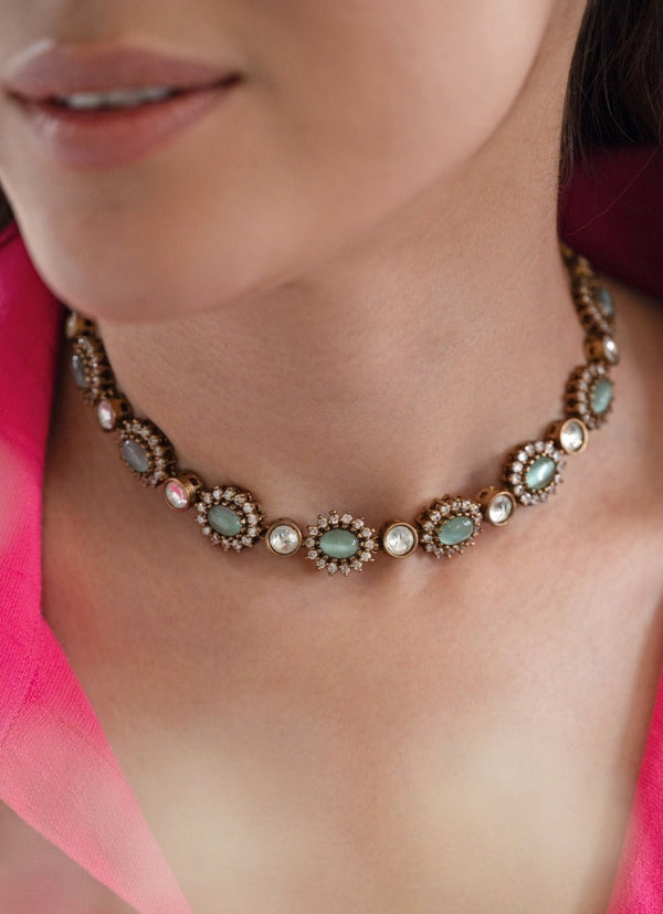 Mint Green Polki Choker Necklace