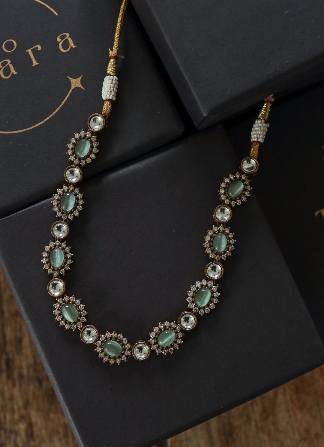 Do Taara Mint Green Polki Choker NecklaceFabilicious Fashion