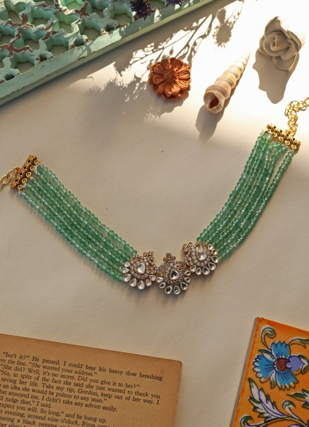 Do Taara Mint Green Polki Choker NecklaceFabilicious Fashion