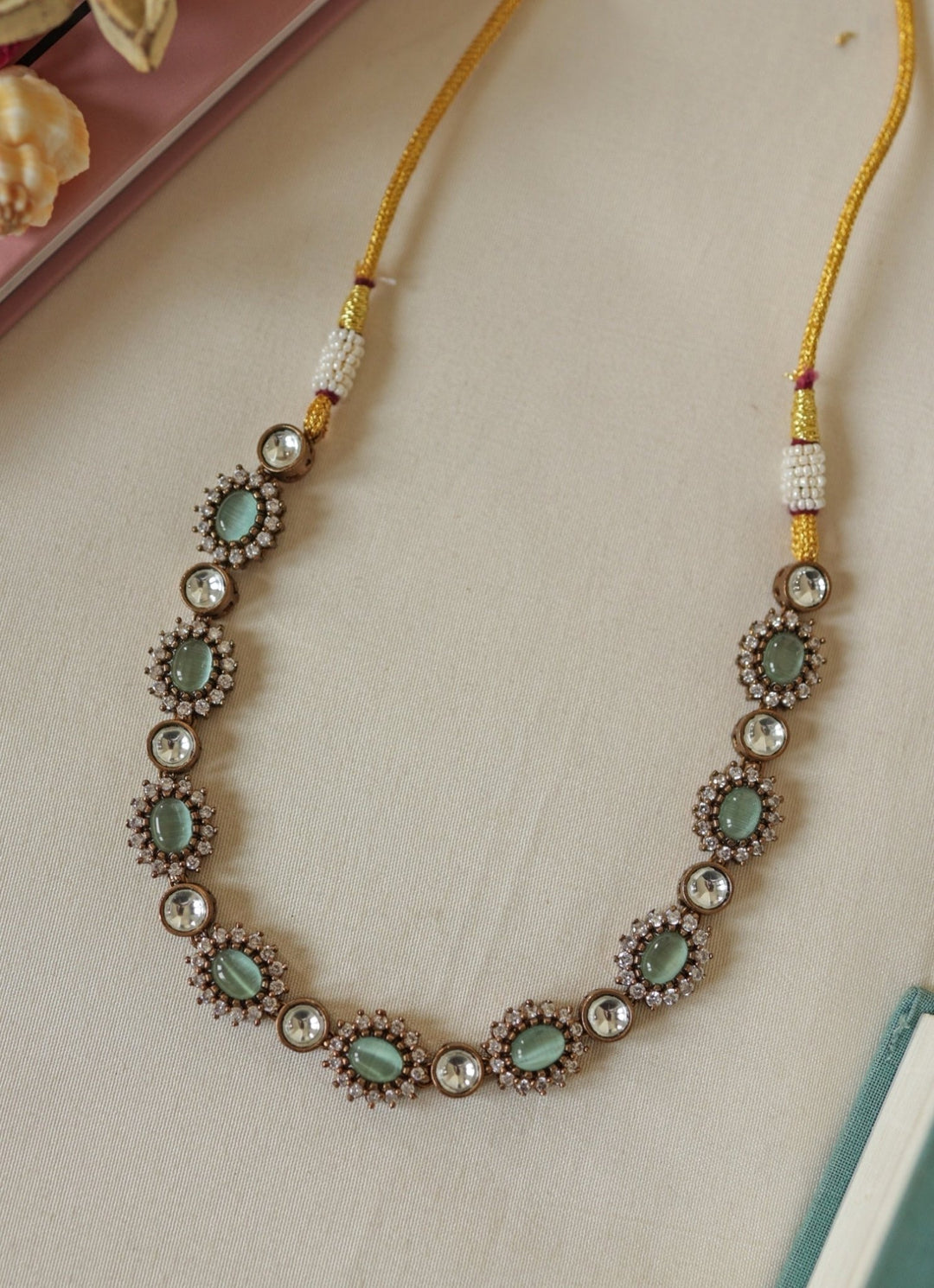 Do Taara Mint Green Polki Choker NecklaceFabilicious Fashion