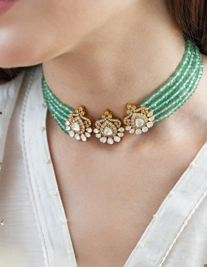 Do Taara Mint Green Polki Choker NecklaceFabilicious Fashion
