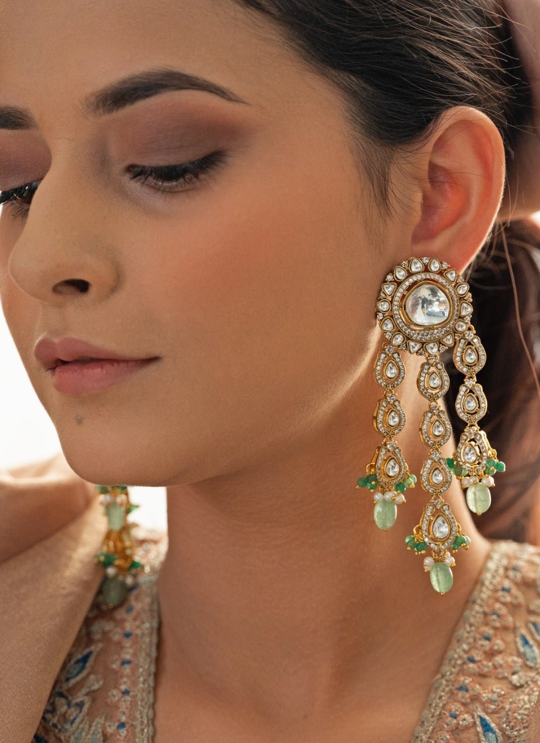 Do Taara Mint Green Polki EarringsFabilicious Fashion