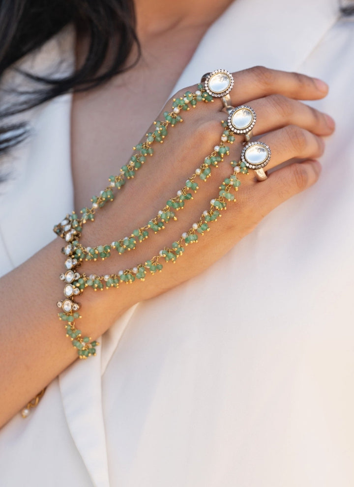 Do Taara Mint Green Polki Hathphool BraceletFabilicious Fashion