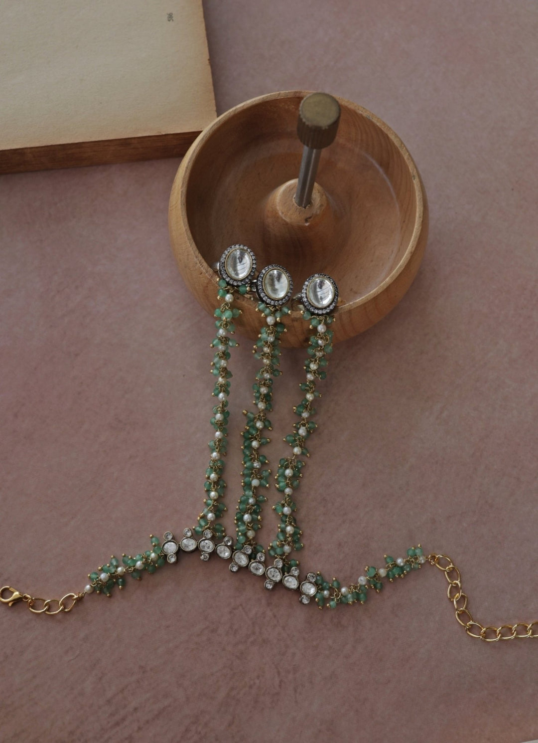 Do Taara Mint Green Polki Hathphool BraceletFabilicious Fashion