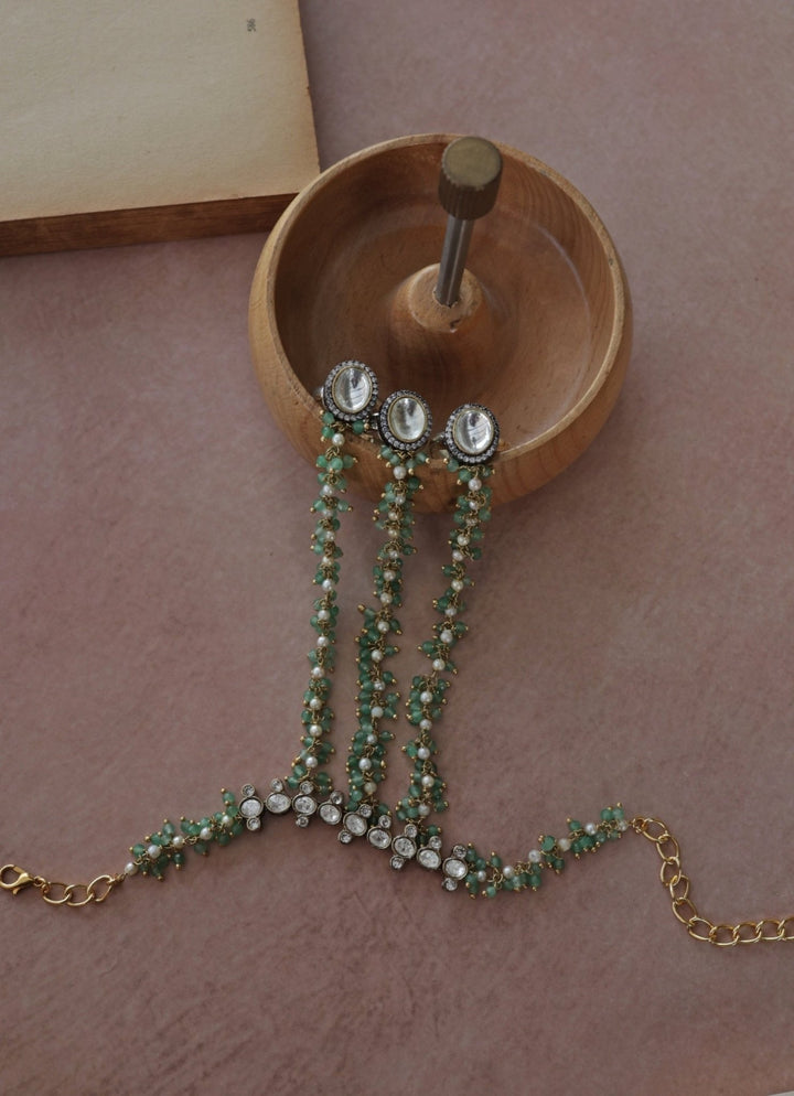 Do Taara Mint Green Polki Hathphool BraceletFabilicious Fashion