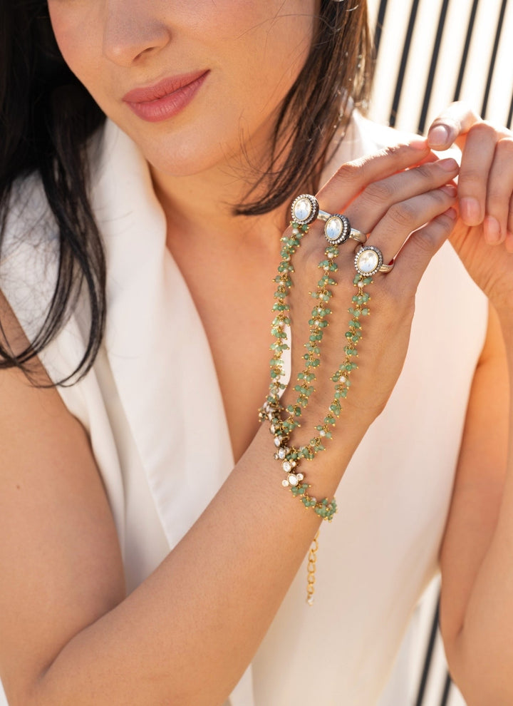 Do Taara Mint Green Polki Hathphool BraceletFabilicious Fashion