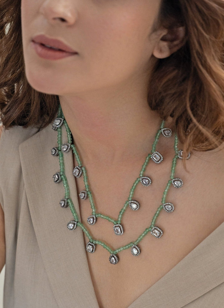 Do Taara Mint Green Polki Layered NecklaceFabilicious Fashion