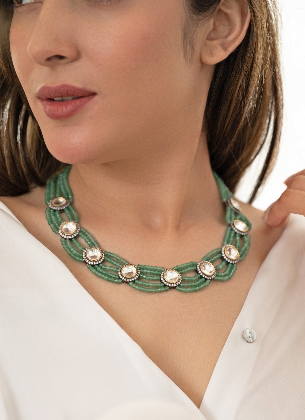 Do Taara Mint Green Polki Mint NecklaceFabilicious Fashion