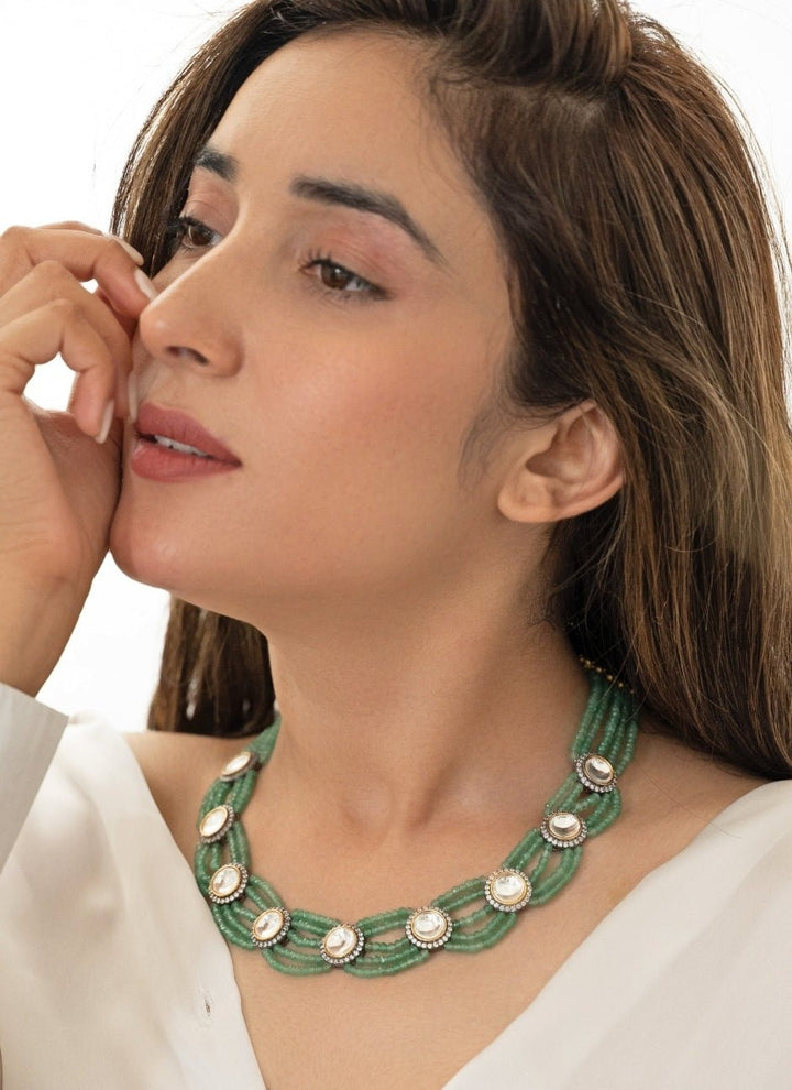 Do Taara Mint Green Polki Mint NecklaceFabilicious Fashion